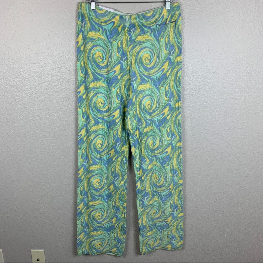 NWT House of Sunny Cypress Pants Size 10 Blue Green Yellow Swirl